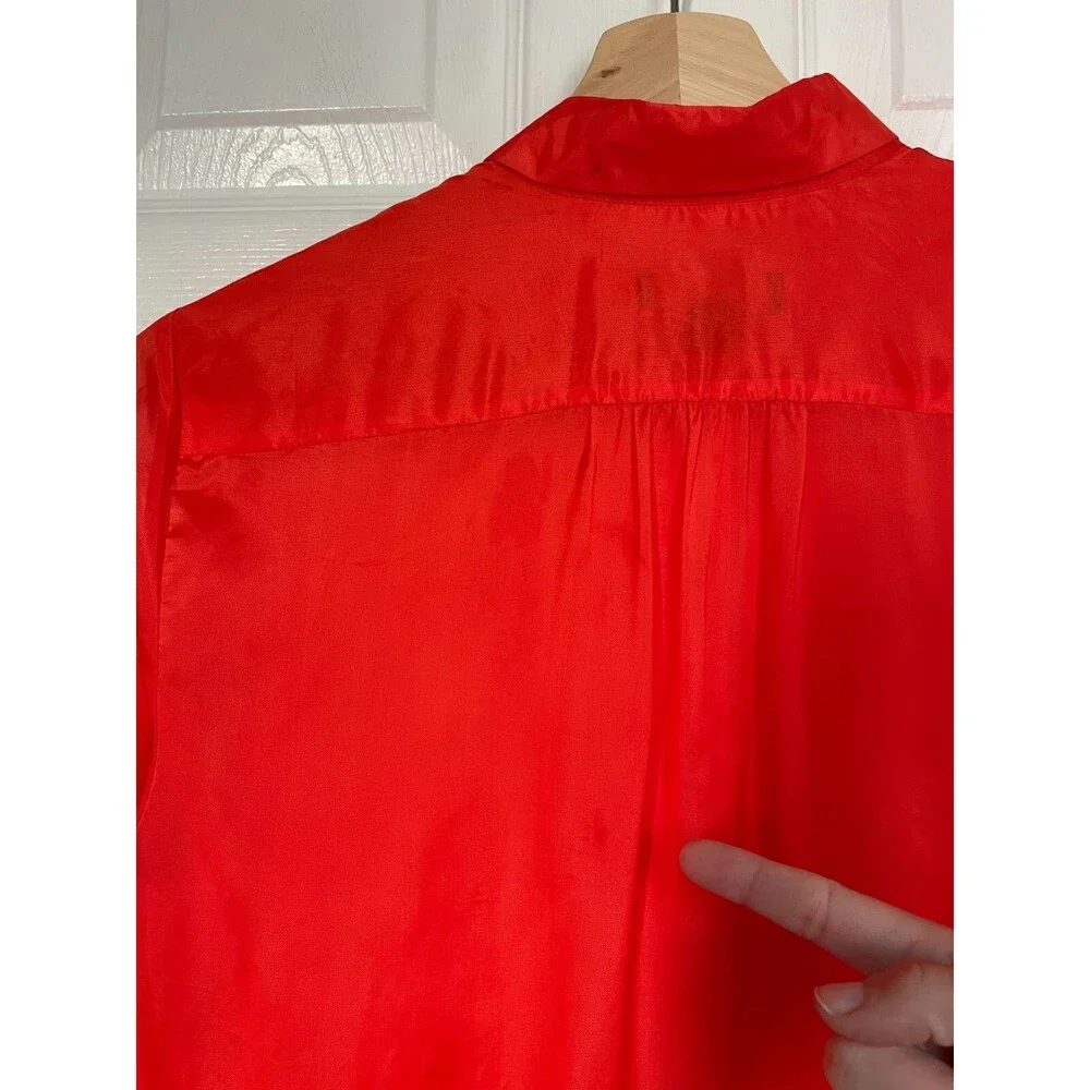 J. CREW size 2 Button Up Shirt in Sheer Organza Womens red READ!!